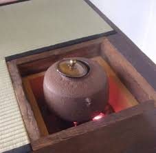 炉にかけられた茶釜