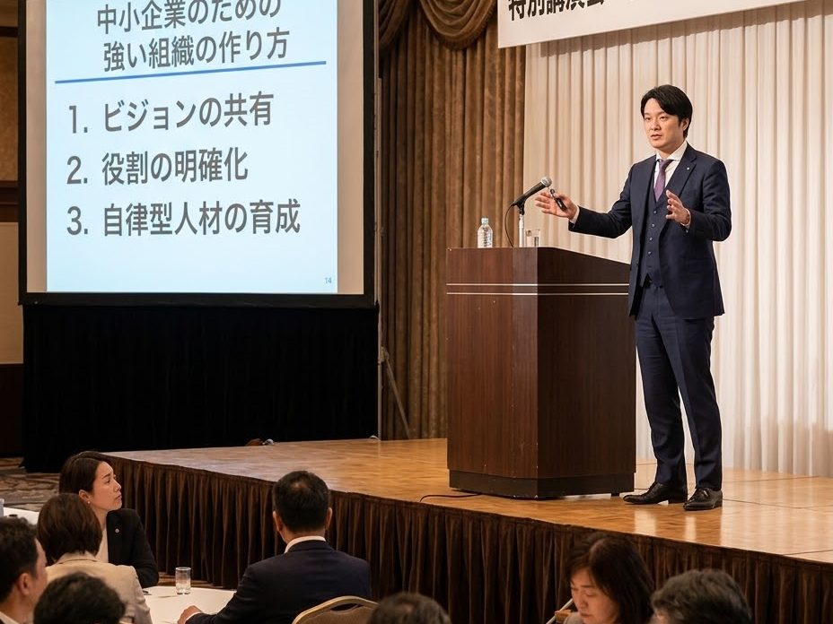 「中小企業のための強い組織の作り方」をテーマにした講演(イメージ)